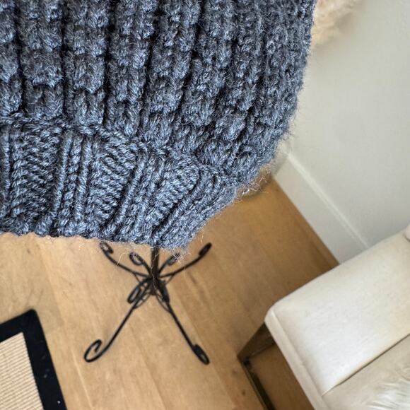 BCBGMAXAZRIA Gray Striped Tie-Waist Shawl Collar Cardigan Sweater- Small - Picture 5 of 8